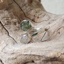 Moldavite Herkimer Diamond Ring, AAA Quality Silver Ring ...