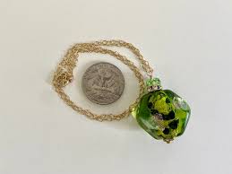 Emerald Green Murano Glass Pendant Necklace: Dichroic Gold ...