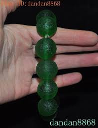 Old Chinese China green crystal amulet Exorcism Bracelet hand chain | eBay