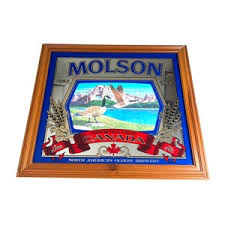 Vintage Wood Framed Molson Beer Mirror - Beautiful Geese ...