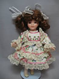 Doll Brown Hair and Eyes Flower Print Dress With Lace ...