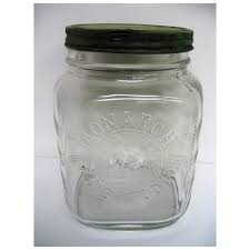 Wonderful Monarch Fine Foods Large Glass Jar Canister. For Sale at Ruby Lane
