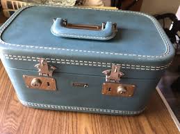 Vintage 1950's Towncraft Blue Train Case Hard Makeup Suitcase Luggage | eBay