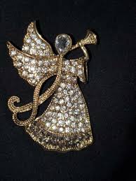 MONET ANGEL RHINESTONE BROOCH PIN SPARKLING | eBay