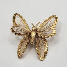 Vintage Monet Gold Tone Butterfly Pin Brooch - Etsy