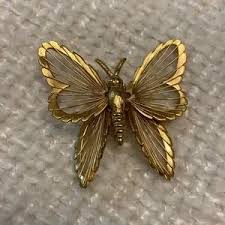 Monet | Jewelry | Vintage Monet Gold Tone Wire Butterfly Signed Brooch Pin | Poshmark