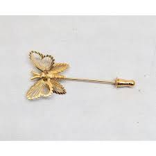 Vintage Signed Monet Goldtone Butterfly Jabot Brooch | Chairish