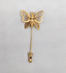 Vintage Signed Monet Goldtone Butterfly Jabot Brooch | carriescouture