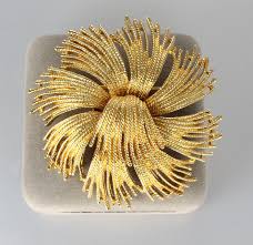 Large Monet Gold Tone Cordelia Brooch, Modernist, 1960s ...