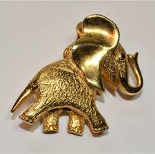 Vintage Goldtone Textured ELEPHANT Shape Pin Brooch | eBay