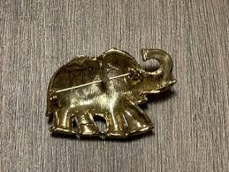 Eisenberg Vintage Gold Tone Elephant Brooch Pin With ...