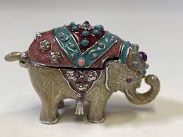 Monet Enamel Elephant Bejeweled Trinket Box Excellent Condition | eBay