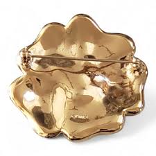 Vintage Monet Green Crystal Flower Triple Gold Plated Brooch ...