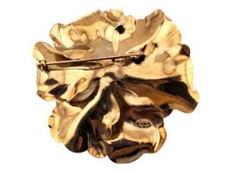 Wells 14K Gold Filled Flower Brooch: Green Stone Center - Etsy