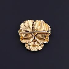 Antique Diamond Pansy Brooch of 14k Gold. For Sale at Ruby Lane