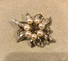 Vintage 925 Sterling Silver Cultured Pearls Flower Cutout ...