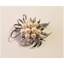 Vintage Sterling Silver Cultured Pearls Brooch Pin Pendant ...