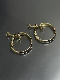 Vintage Signed Napier GoldTone Hoop Screw Back 1” Classy ...