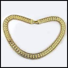 Gorgeous Golden MONET Link Necklace Openwork Design. For Sale at Ruby Lane