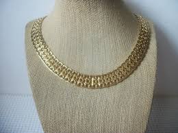 Vintage 16" Necklace Collar Choker, Signed MONET Gold Tone Link Panel – VintageDreamBeads