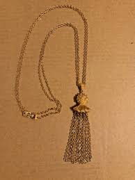 Vintage Gold Tone Statement Necklace Monet Signed Tassel ...