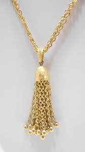 Vintage 18" Gold Tone Chains Necklace With Tassel (3009) Six ...