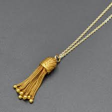Antique 15k Gold Foxtail Chain Tassel Pendant Necklace – MG LTD