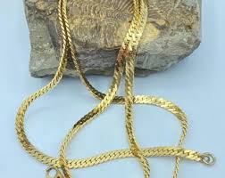 Monet Chain Necklace: Gold Tone Herringbone, 24 Inch, 1980s ...