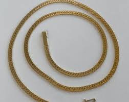 Vintage Solid 14k Yellow Gold Herringbone Chain Necklace ...