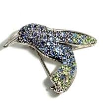 Vintage Signed MONET Blue Green Rhinestone Hummingbird Pin ...