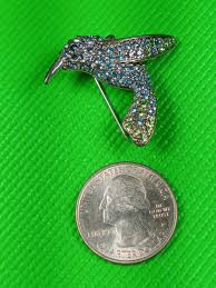 Vintage Monet Hummingbird Silver Tone Multicolor Rhinestone ...