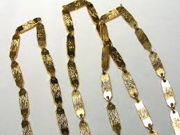 Vintage MONET...Gold Tone Bar Panels Necklace...55" Long ...