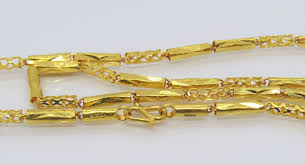 Vintage 24K 980 Gold Bamboo Link Chain Necklace. - Etsy Finland