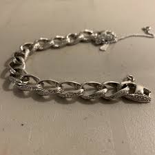 Vintage MONET Woman's 7.5” Bracelet Silver Tone Link ...