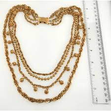 Vintage Napier Necklace Multi Chain Gold Plated | Chairish