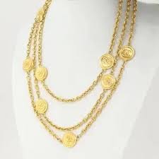 CHANEL | Jewelry | Chanel Cc Logos Coin Charm 98s Vintage Long Necklace 70 Gold Tone Auth | Poshmark
