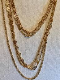 Vintage Long Monet Multistrand Gold Tone Chain Necklace 52 Inch - Etsy