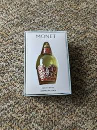MONET Yellow Bottle Pink Butterfly Glass Vanity Perfume ...