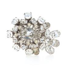 Sterling Vintage Rhinestone Umbrella Earrings Brooch Set 925 Vermeil Non-Pierced - Wilson Brothers Jewelry