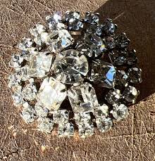 Huge Vintage Prong Set Sparkling Layered Rhinestone Brooch - 1.5” | eBay