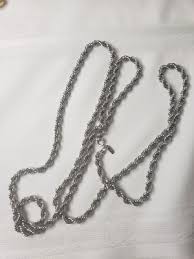 Vintage Classic Monet Long Silver Tone Rope Chain Necklace ...