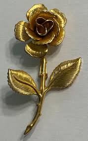 Gold Tone Vintage Textured Metal Rose Brooch Pin | eBay