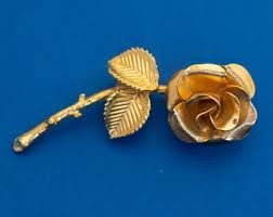 Vintage Golden Rose Brooch - D30 - Etsy