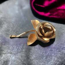 Vintage Cerrito Gold Plated Rose Brooch – Saveur du Jour