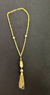 Used 22" Gold chain and Pearl Tassel Necklace | eBay
