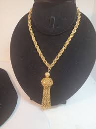 Vintage MCM Fashion Gold Toned Necklace With Tassel 22" Drop ...