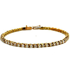 14K Yellow Gold Round Natural Diamond Tennis Bracelet 9.9grams, 6.75 Inches J351 | eBay