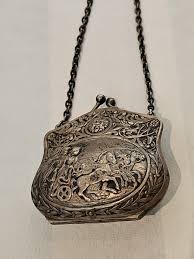 Antique Victorian Horse Drawn Chariot Sterling Silver Purse ...