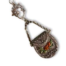 Antique Silver Plated Purse Sporran Locket Toggle Necklace ...