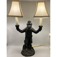 Monkey Bellhop Lamp Vintage Double Table Lamp With Shades ...